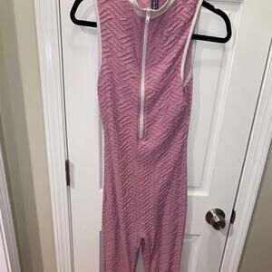 Pink and white sporty jumpsuit